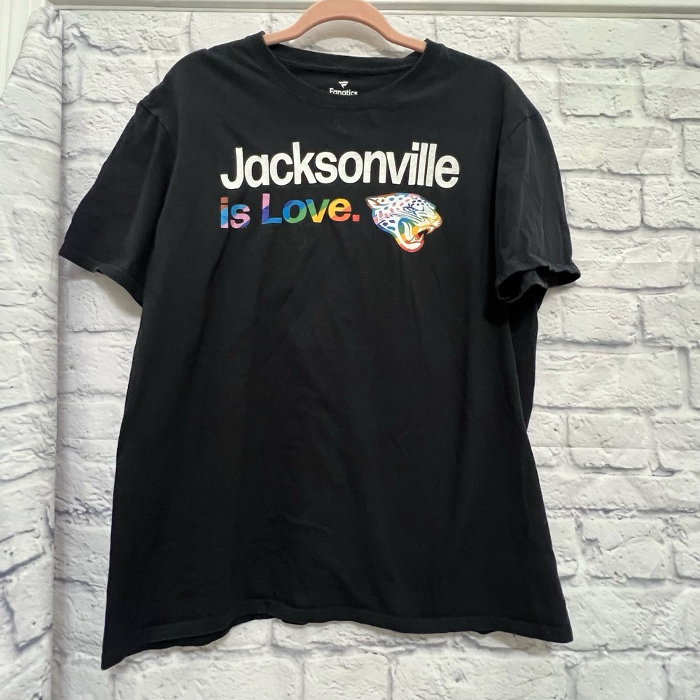 NFL Fanatics Jacksonville Jaguars "Jacksonville Is Love" T Shirt Black Size L